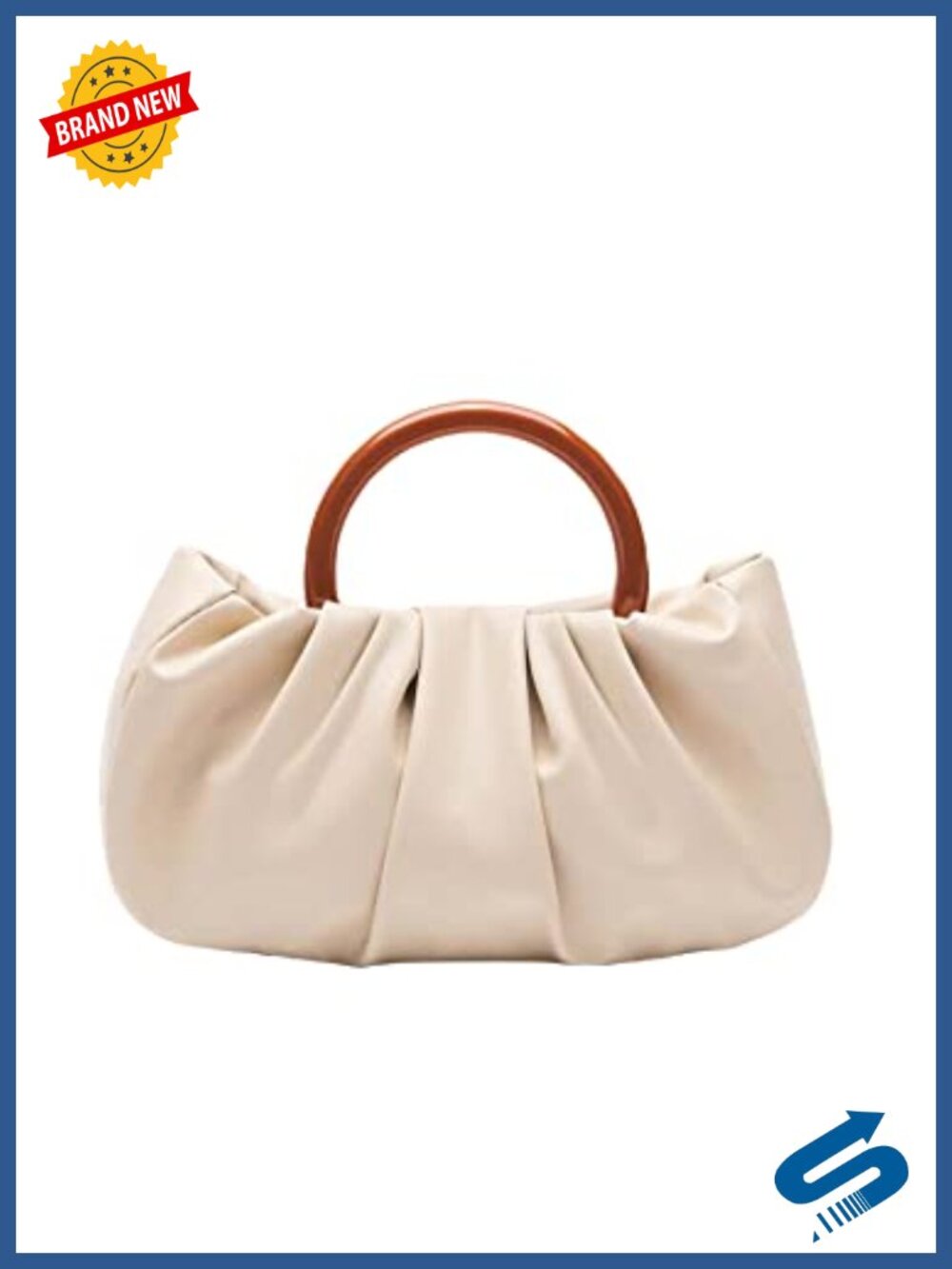 Faux Leather Ruched Small Clutch Handbag Pleated Cloud Pouch Bag
